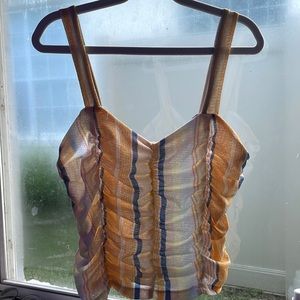 Jolie & Joy - Ruffled Yellow/blue/white striped CropTop
